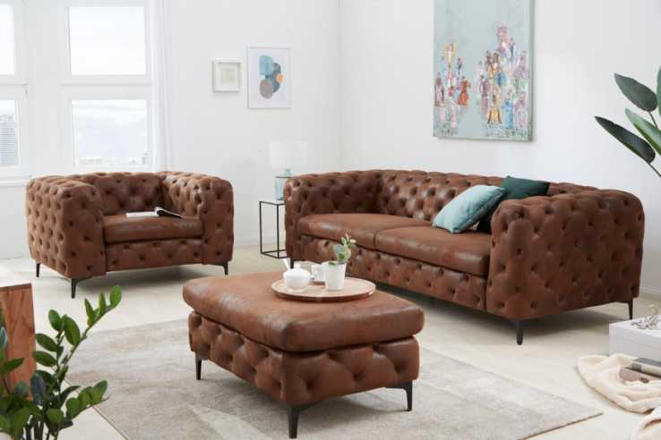 CHESTERFIELD MIKROFIBER ANTIKBRUN