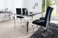 LUIS - 200CM MATBORD I SILVER/SVART GLAS