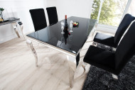 LUIS - 200CM MATBORD I SILVER/SVART GLAS