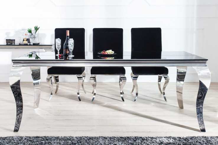 LUIS - 200CM MATBORD I SILVER/SVART GLAS