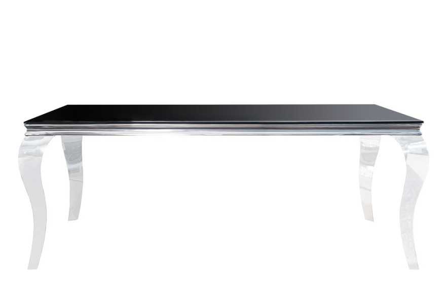 LUIS - 200CM MATBORD I SILVER/SVART GLAS