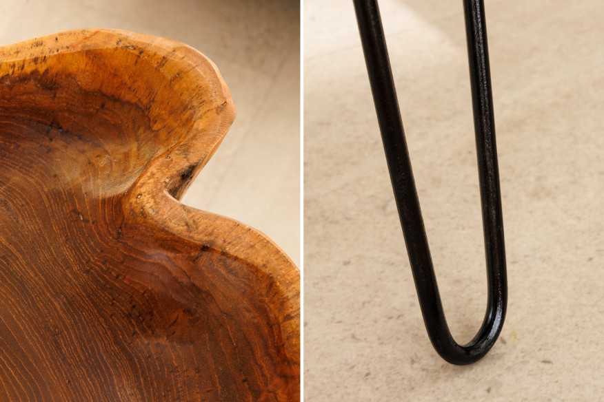  TEAK NATURBRUN MED SVARTA METALLBEN