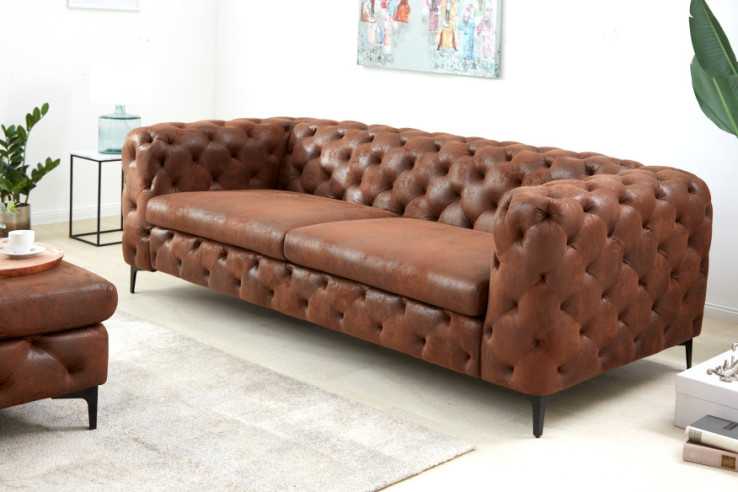  MIKROFIBER ANTIKBRUN CHESTERFIELD