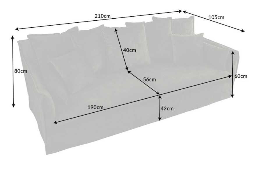 AURORA - 202CM 3-SITS SAMMETSSOFFA