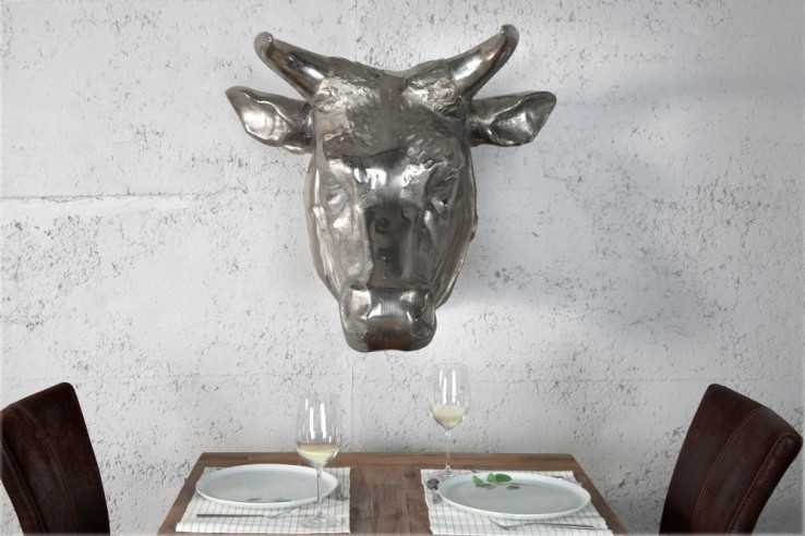 BULLHEAD - 65CM SILVERFÄRGAD VÄGGPRYDNAD