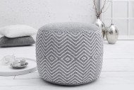 Pouf Leeds Oriental gray white woven