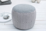 Pouf Leeds Oriental gray white woven