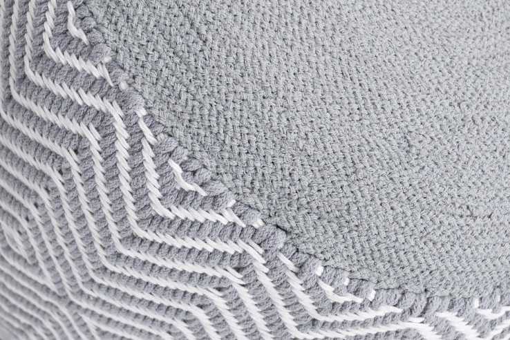 Pouf Leeds Oriental gray white woven