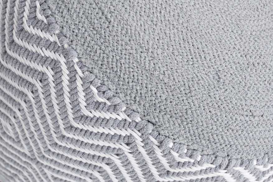 Pouf Leeds Oriental gray white woven