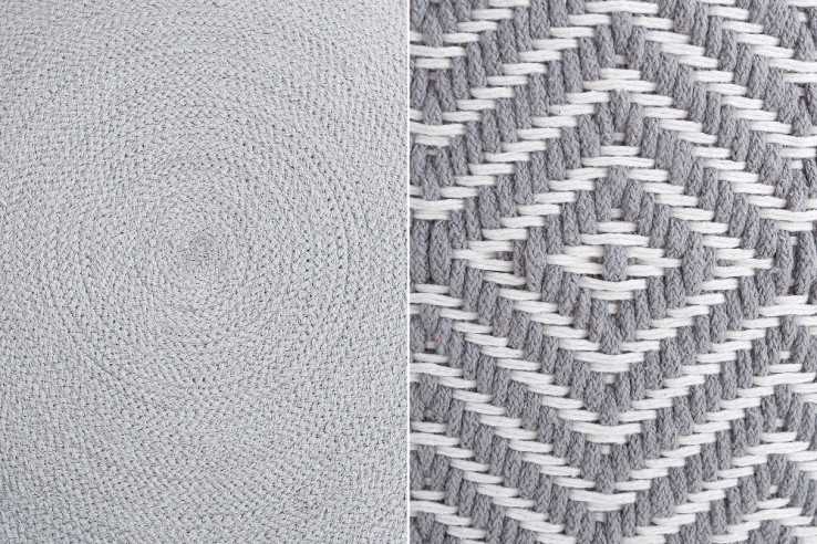 Pouf Leeds Oriental gray white woven