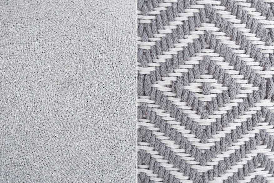 Pouf Leeds Oriental gray white woven