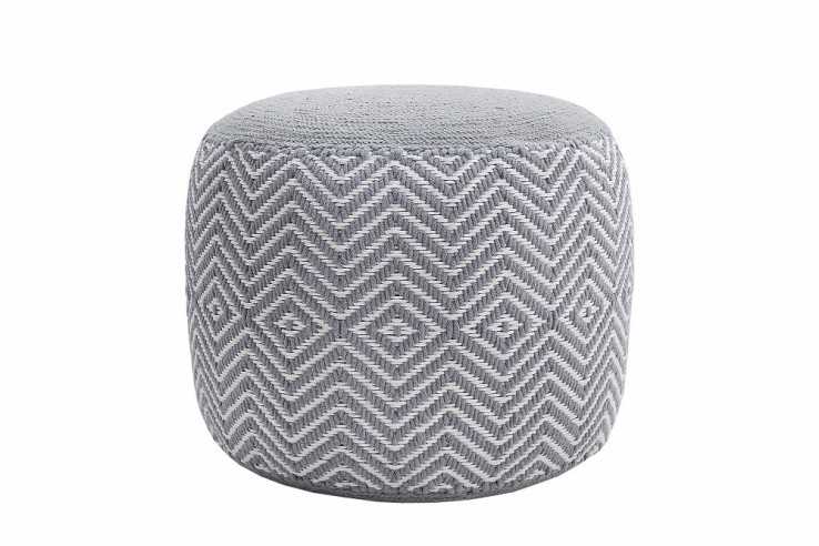 Pouf Leeds Oriental gray white woven