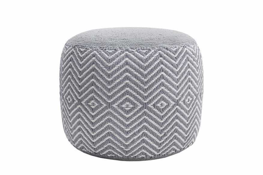 Pouf Leeds Oriental gray white woven