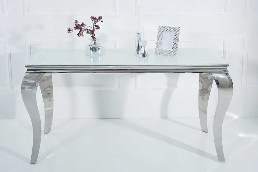 LUIS - 140CM SMINK/KONSOLBORD I SILVER/VITT GLAS