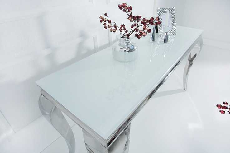 LUIS - 140CM SMINK/KONSOLBORD I SILVER/VITT GLAS