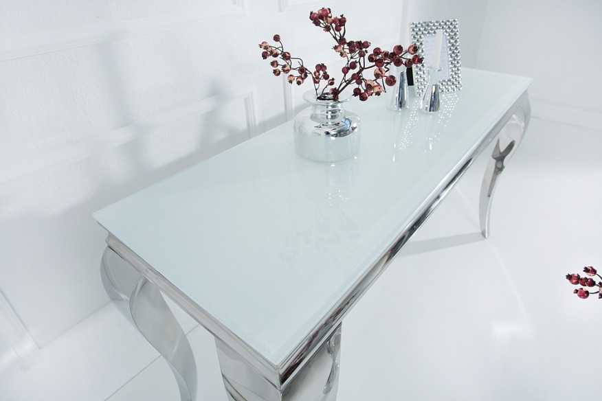 LUIS - 140CM SMINK/KONSOLBORD I SILVER/VITT GLAS