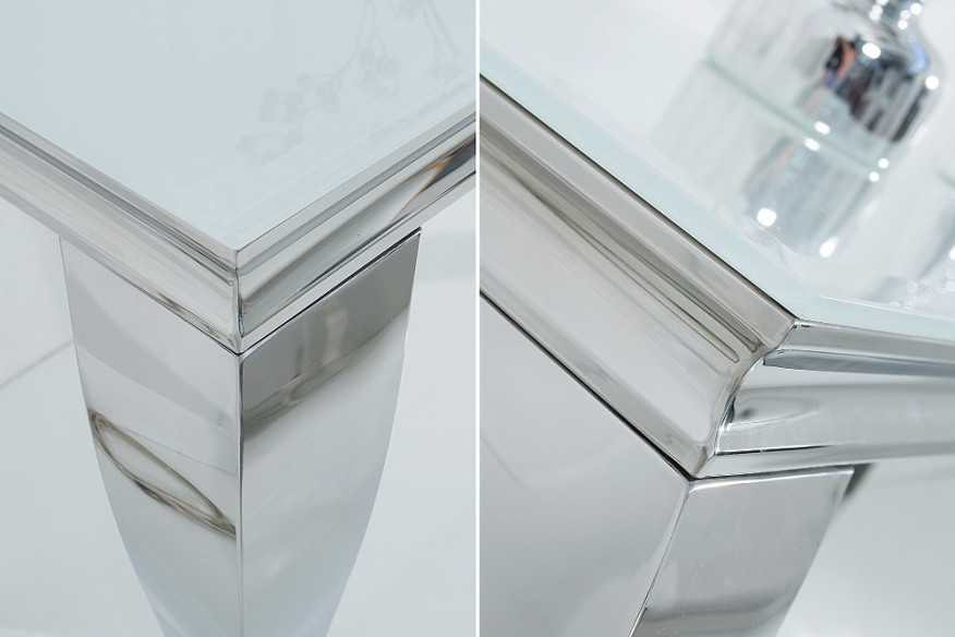 LUIS - 140CM SMINK/KONSOLBORD I SILVER/VITT GLAS