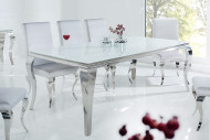 LUIS - 200CM MATBORD I SILVER/VITT GLAS