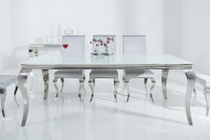 LUIS - 200CM MATBORD I SILVER/VITT GLAS