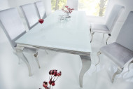 LUIS - 200CM MATBORD I SILVER/VITT GLAS