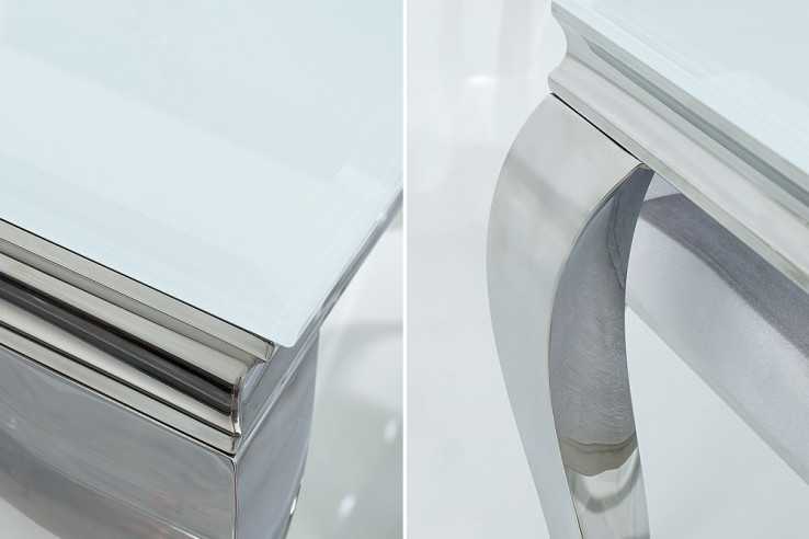 LUIS - 200CM MATBORD I SILVER/VITT GLAS