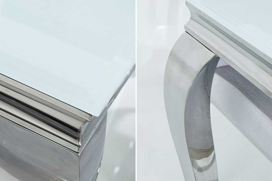 LUIS - 200CM MATBORD I SILVER/VITT GLAS