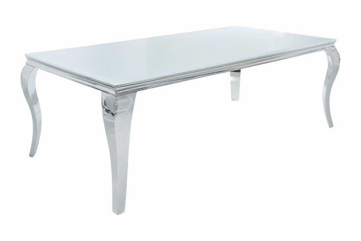 LUIS - 200CM MATBORD I SILVER/VITT GLAS