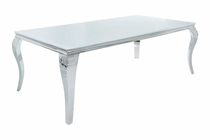 LUIS - 200CM MATBORD I SILVER/VITT GLAS