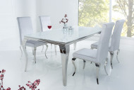LUIS - 180CM MATBORD I SILVER/VITT GLAS