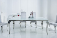 LUIS - 180CM MATBORD I SILVER/VITT GLAS