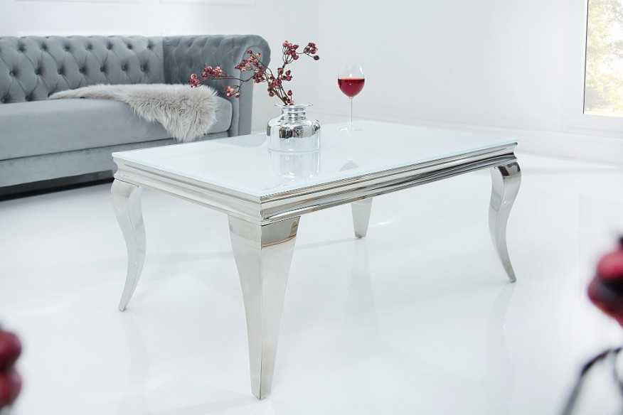 LUIS - 100CM SOFFBORD I SILVER/VITT GLAS