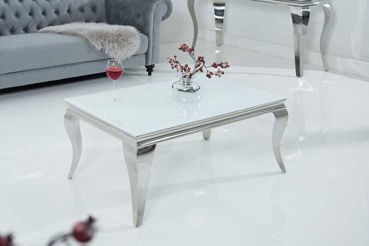 LUIS - 100CM SOFFBORD I SILVER/VITT GLAS