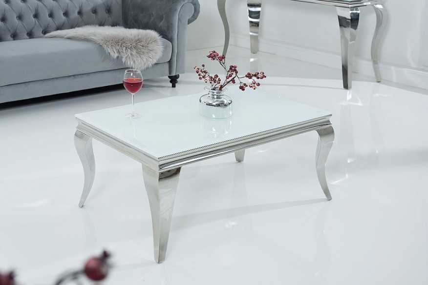 LUIS - 100CM SOFFBORD I SILVER/VITT GLAS