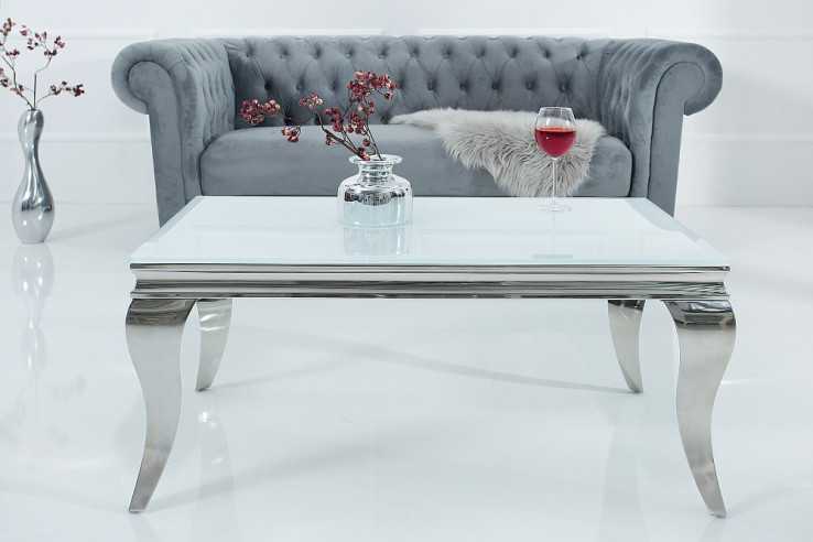 LUIS - 100CM SOFFBORD I SILVER/VITT GLAS