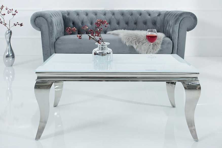 LUIS - 100CM SOFFBORD I SILVER/VITT GLAS