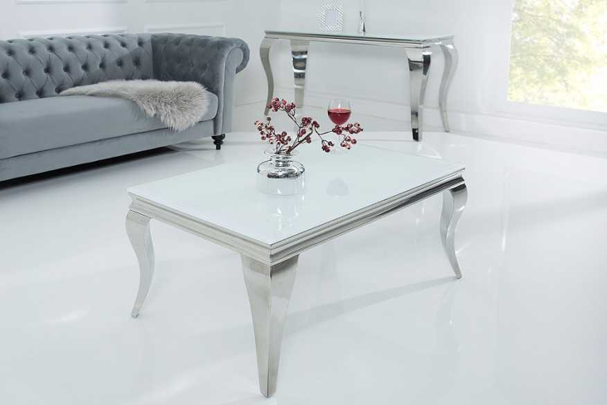LUIS - 100CM SOFFBORD I SILVER/VITT GLAS