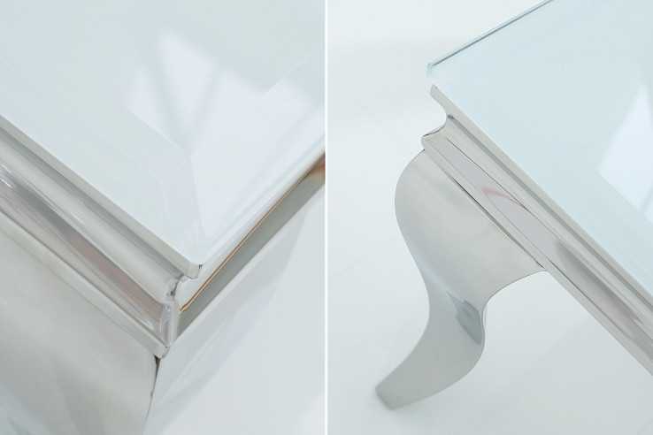 LUIS - 100CM SOFFBORD I SILVER/VITT GLAS