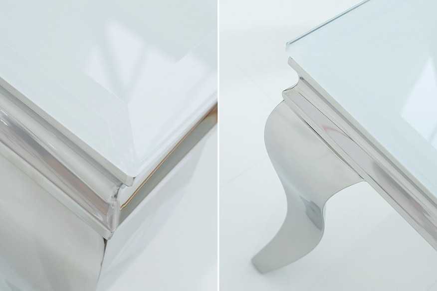 LUIS - 100CM SOFFBORD I SILVER/VITT GLAS