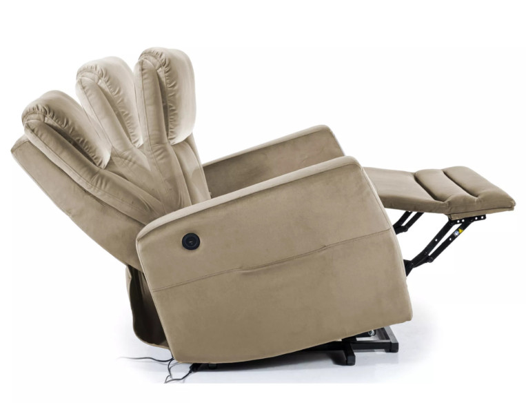  ELEKTRISK RECLINER SAMMET MÖRKBEIGE