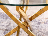 DELTA - 90CM MATBORD, RUNT GLASBORD MED GULDFÄRGAT METALLSTATIV