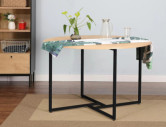 CYKLON - 120CM RUNT MATBORD, EK/SVART METALL