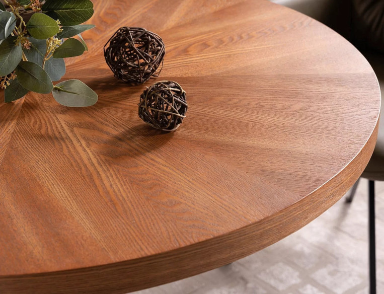 TEMPEST - 100CM RUNT HORECA-BORD, MDF VALNÖT & SVART METALL