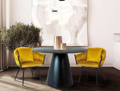 SIRIUS 120 - 120CM MATBORD, RUNDT, GRÅ MARMOREFFEKT