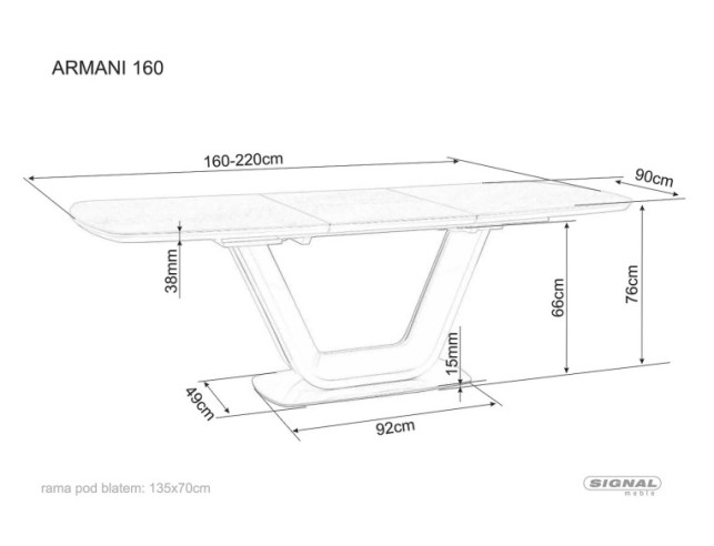 DRAKEN - 160 CM MATBORD, GRÅ KERAMIK, UTFLÄLLBART