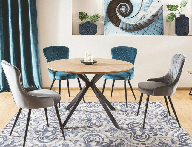 ATLAS - 120CM RUNDT MATBORD, EKSVART, 7 PERSONER