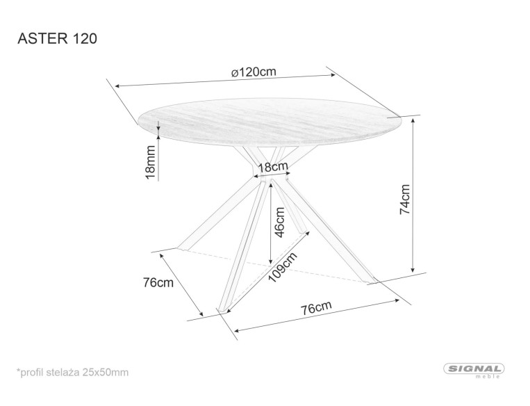 ATLAS - 120CM RUNDT MATBORD, EKSVART, 7 PERSONER