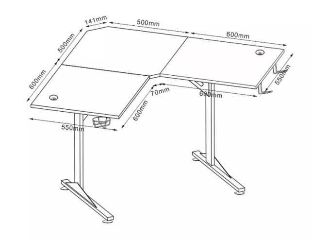 LOGIK - 120CM HÖRNSKRIVBORD, SVART MDF OCH METALL
