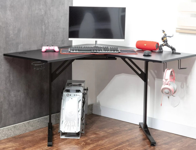 LOGIK - 120CM HÖRNSKRIVBORD, SVART MDF OCH METALL