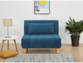 FÖRDEL - FÅTÖLJ 1-SITS, SAMMET BLÅ, MED SÄNGFUNKTION