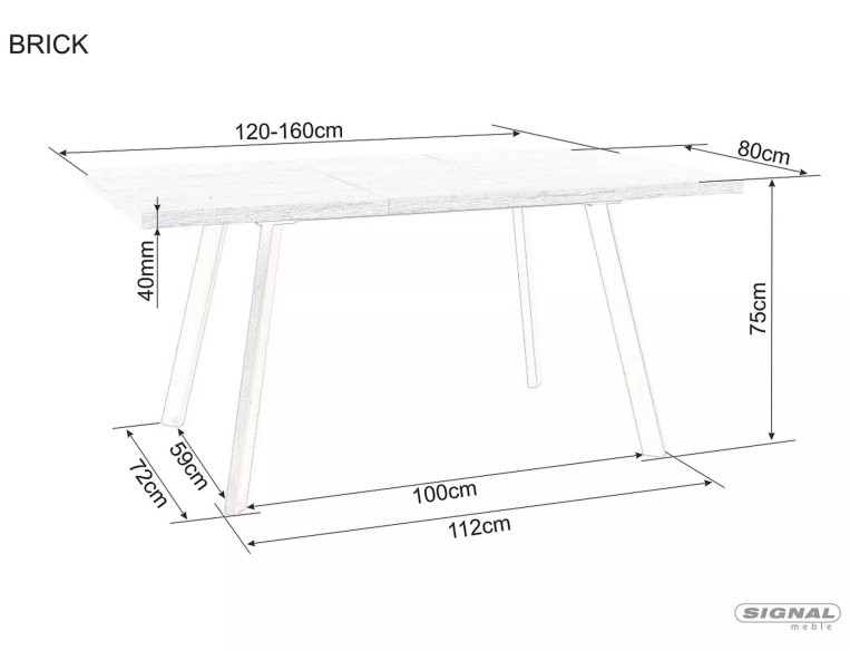 SINNE - 120–160CM MATBORD, UTDRAGSBART MDF DUBB ARTISAN/SVART METALL